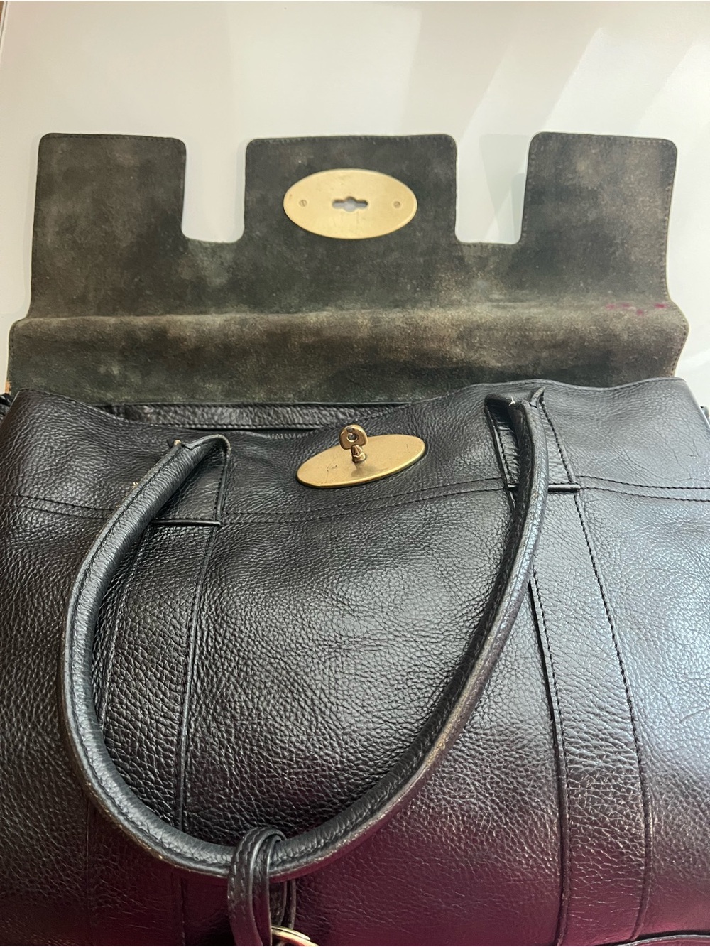 MULBERRY BLACK NVT LEATHER BAYSWATER - Picture 9 of 16